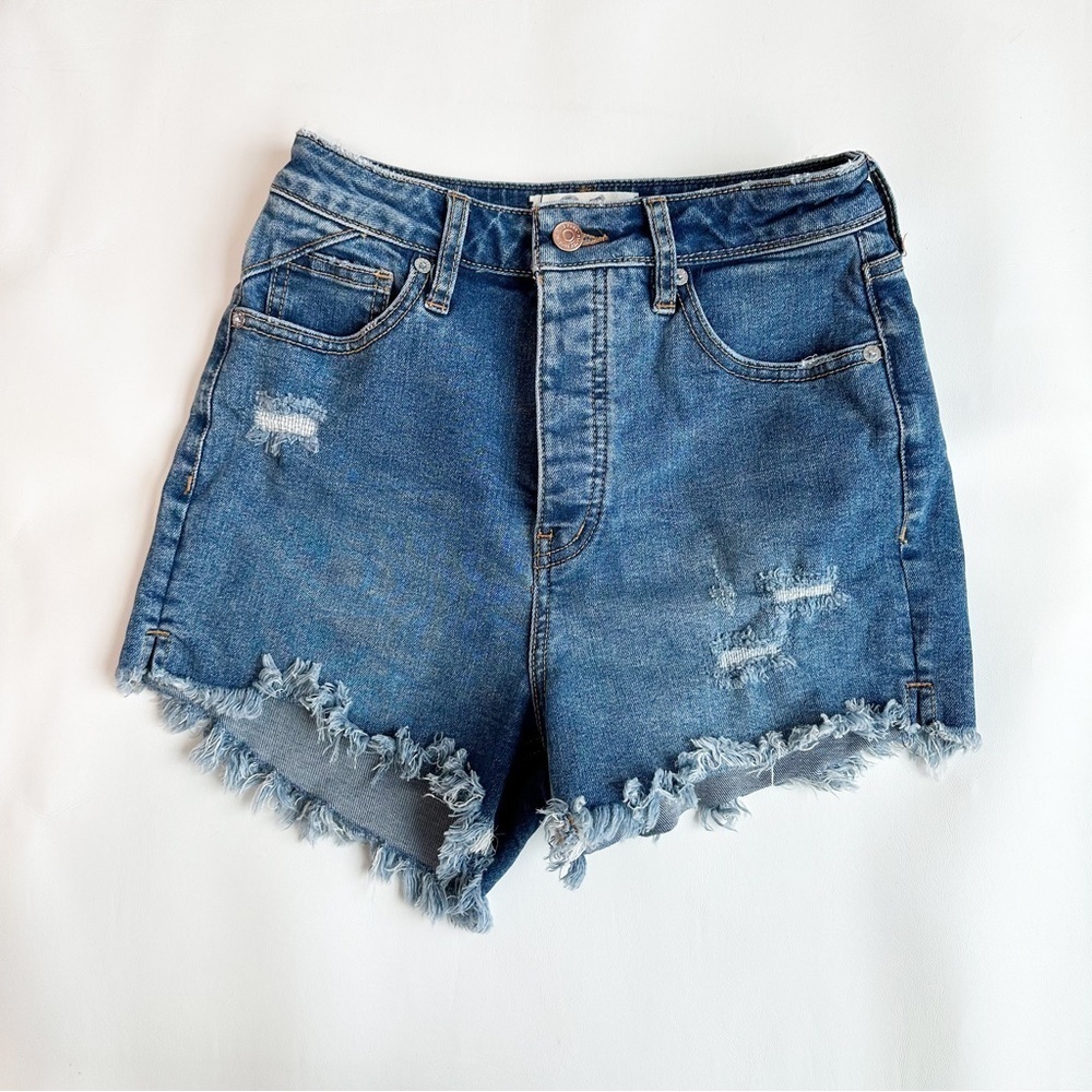 We The Free Crvy Vintage High Rise Short  Denim Blue Free People Sz 26